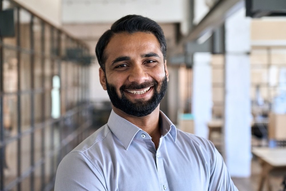 Happy,Smiling,Bearded,Indian,Business,Man,Small,Business,Owner,,Company